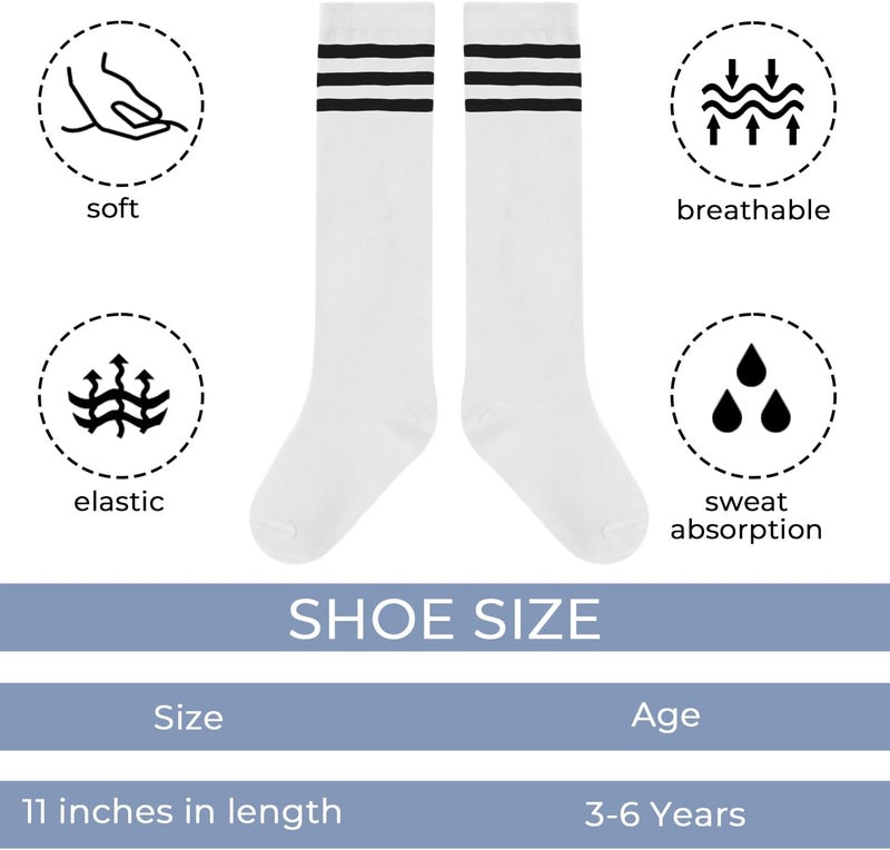 Benefeet Sox Kids Soccer Socks Toddler Knee High Tube Long Socks Soft for Girls Three Stripes Youth Cotton Soccer Socks - Image 3